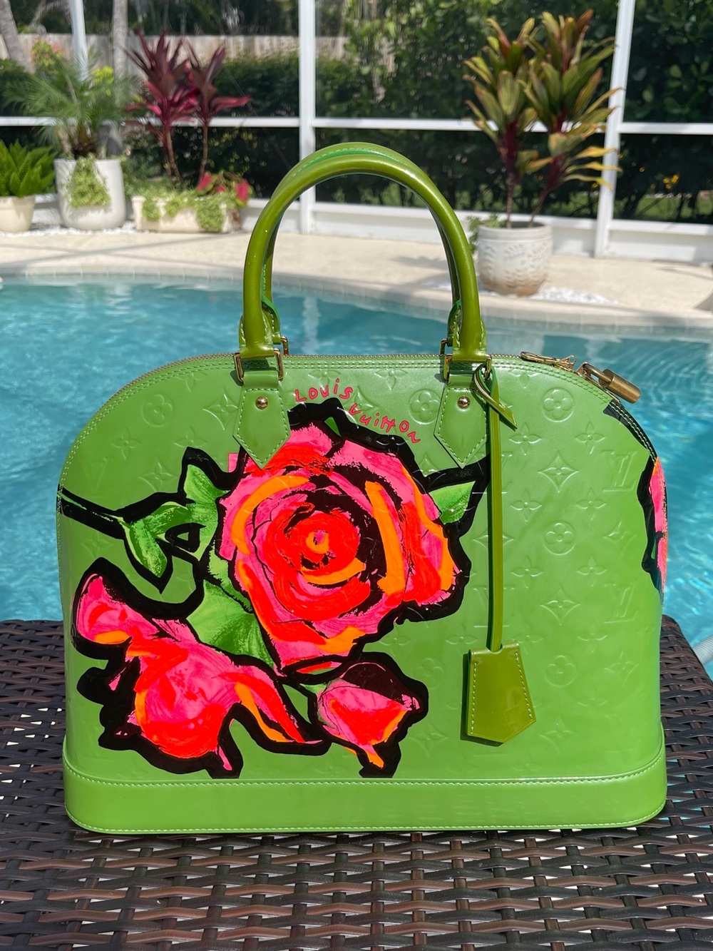 Louis Vuitton Vernis Alma GM - Limited Edition Stephen Sprouse Roses - Green
